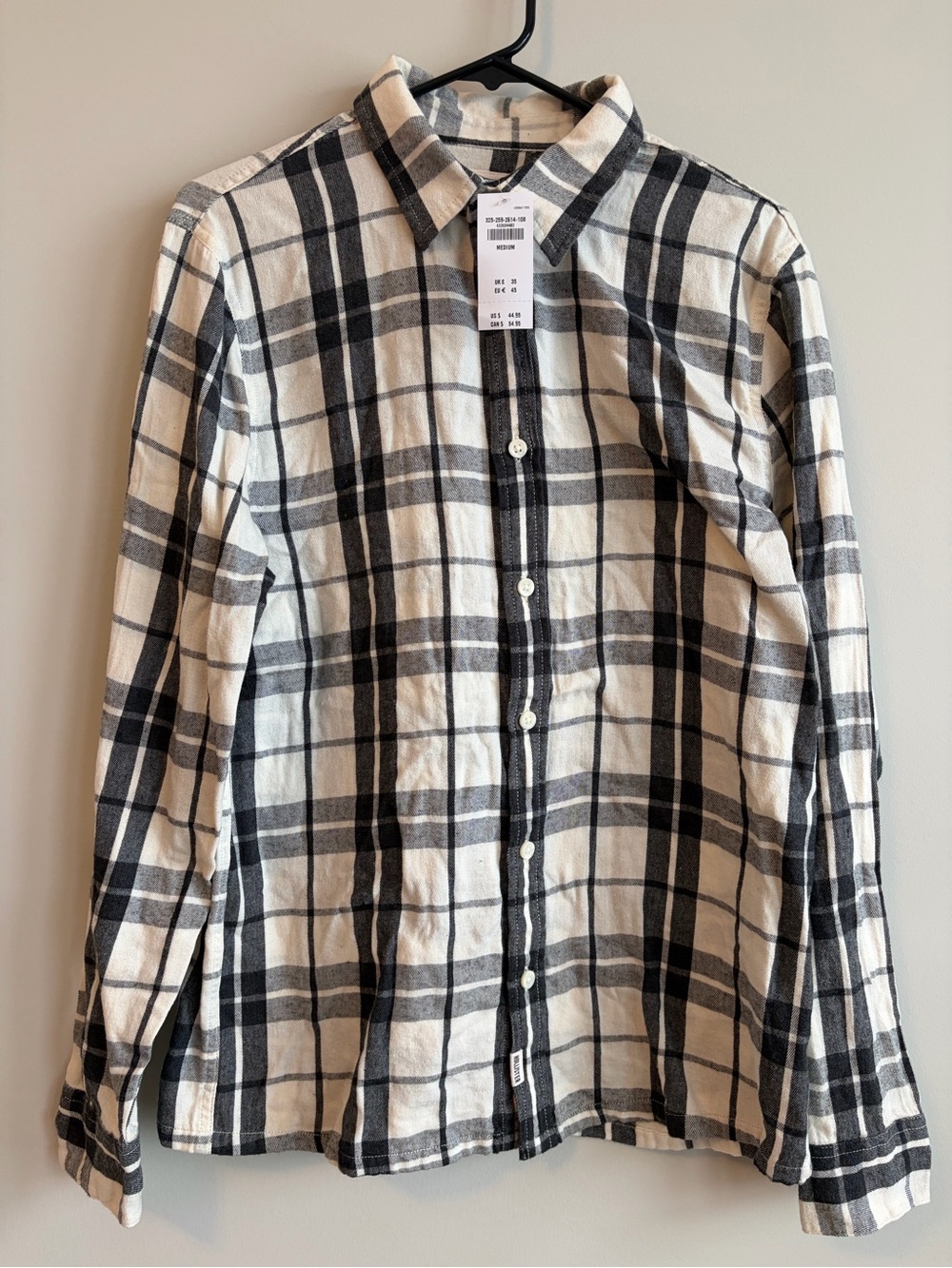 American Eagle Outfitters Blue & White Plaid Button-Down Shirt Men’s Medium